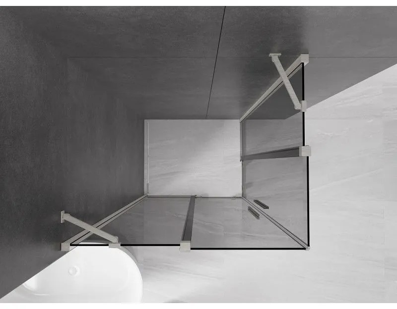 Mexen Velar Duo, sprchový kút s posuvnými dverami 100 x 90 cm, 8mm šedé sklo, brúsená oceľ, 871-100-090-42-97
