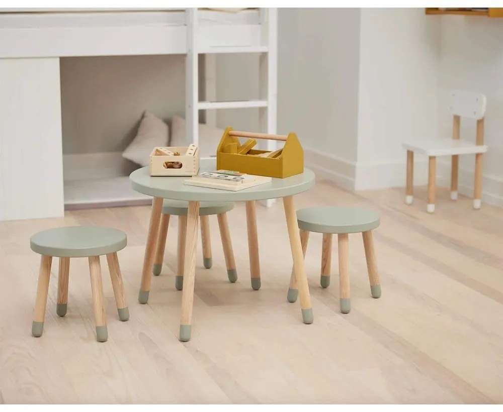 Zelený detský stolík Flexa Dots, ø 60 cm