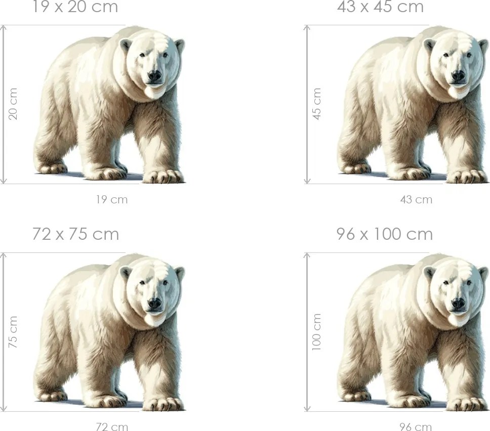Ľadový medveď textilná prelepiteľná nálepka na stenu arch 43 x 45 cm