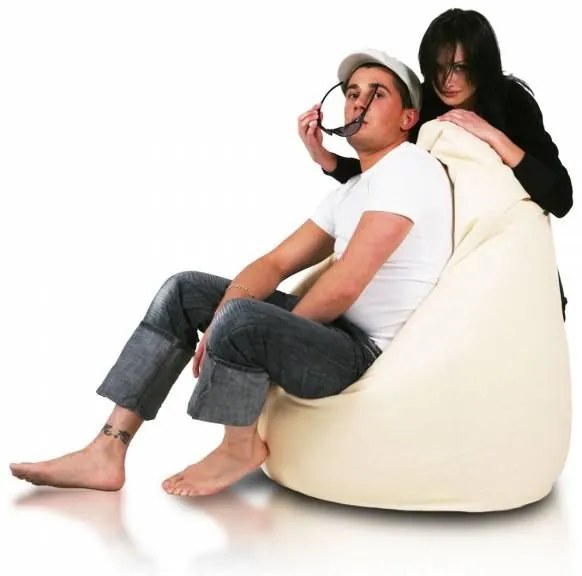 INTERMEDIC SK - Sedací vak Mega Sako z ekokože 135x85 cm | relaxačné a pôrodné kreslo, 335 l Farba: E01 - Biela (ekokoža)