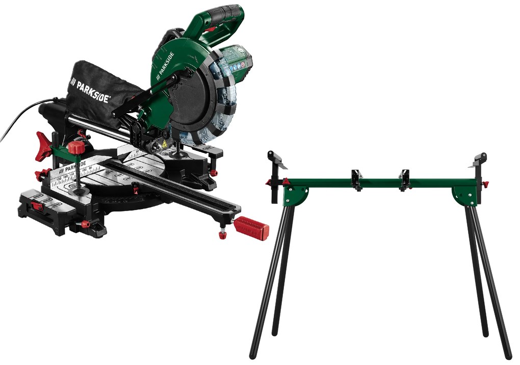 Parkside® Skracovacia a pokosová píla Pzks 2000 C3 + Univerzálny podstavec PUG 1550 A1 (800010815)