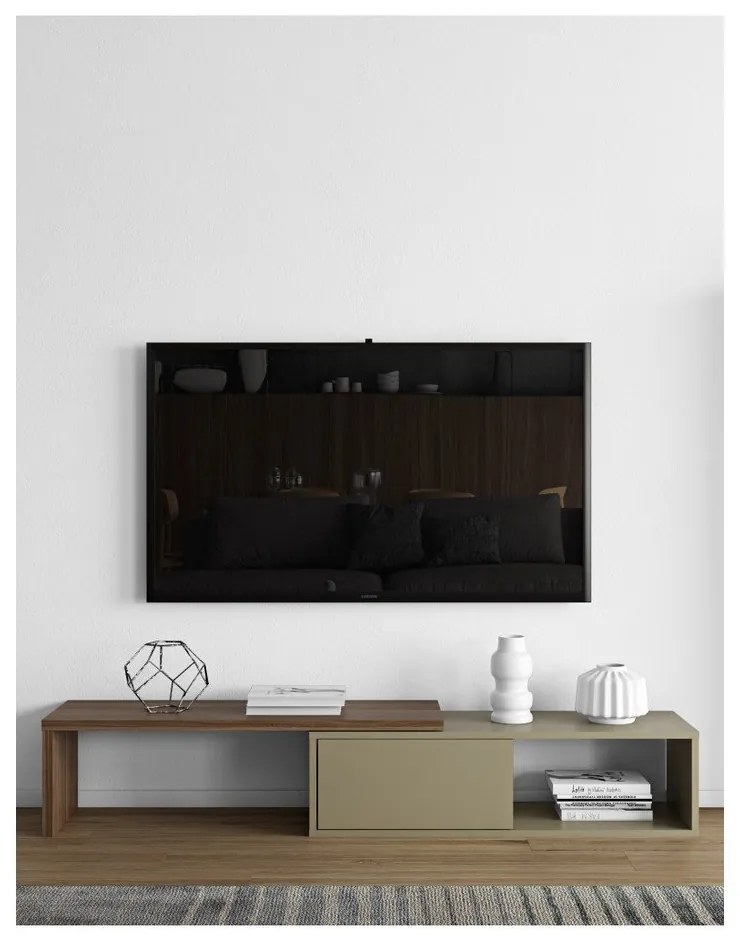 Sivý variabilný televízny stolík s orechovou dyhou TemaHome Move