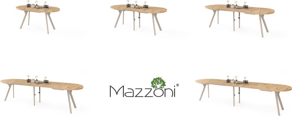 Mazzoni EXPANSO Dub Artisan / kašmírové nohy - OVÁLNY ROZKLADACÍ STÔL 160-360 cm PRE 16-18 OSÔB