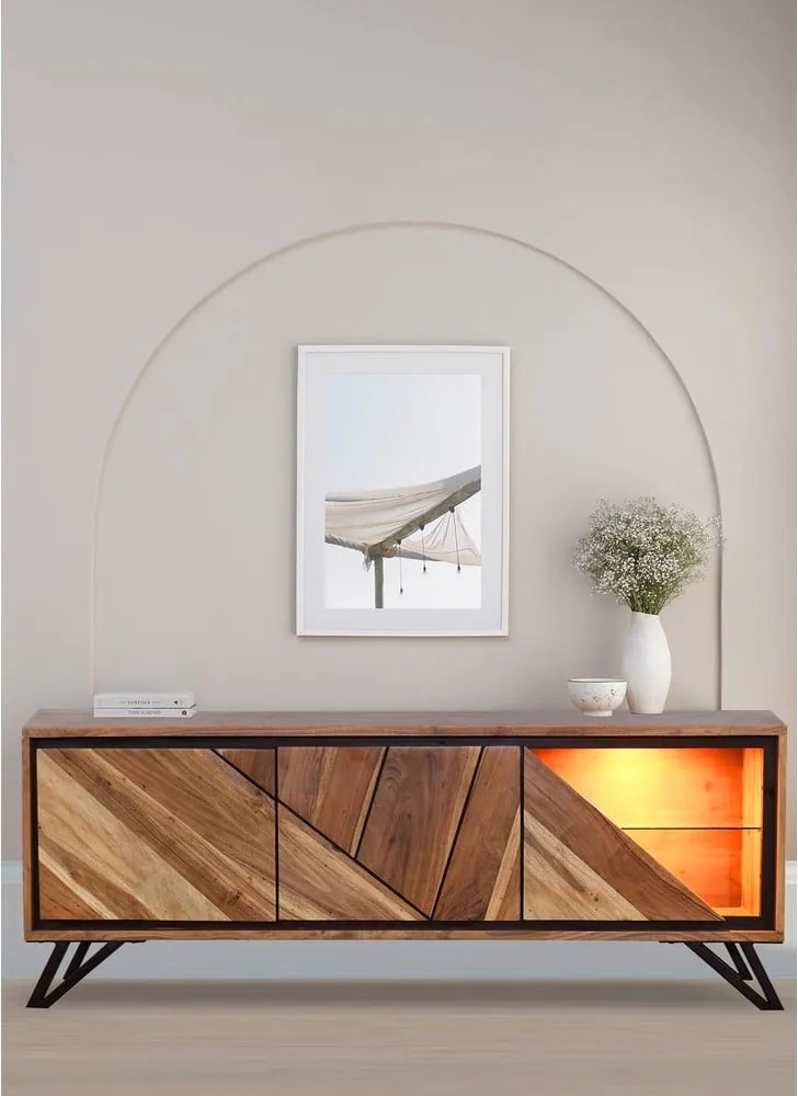 TV stolík z masívu akácie v prírodnej farbe 150x51x40 cm Ambala – Interia Home &amp; Living