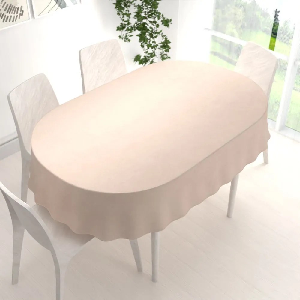 Biante Veľký zamatový oválny obrus Velvet Premium SVP-020 Béžový 160x200 cm