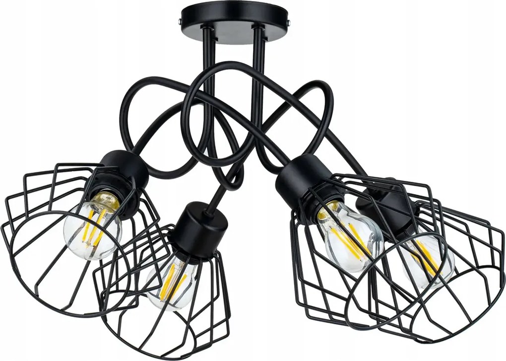 Závesná lampa do LOFT s 4x diamantovo čierna