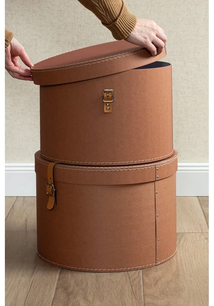 Hnedé kartónové úložné boxy v súprave 2 ks s vekom ø 37,5x25 cm Rut Restore Paper Laminate – Bigso