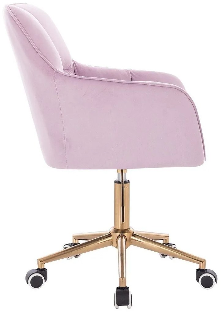 LuxuryForm DESIGN Kreslo AMALFI VELUR na zlatej podstave s kolieskami - levanduľa