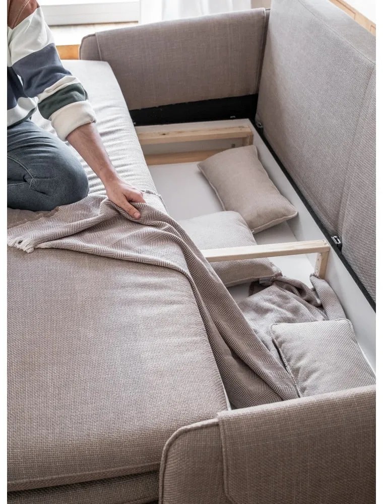 Svetlohnedá rozkladacia pohovka 207 cm Simon – Miuform