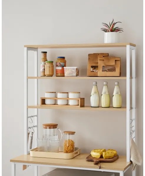 Kuchynský policový regál MARGE hnedá/biela