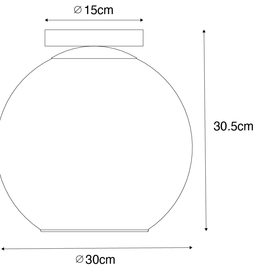 Dizajnové stropné svietidlo čierne so zlatým sklom - Bert