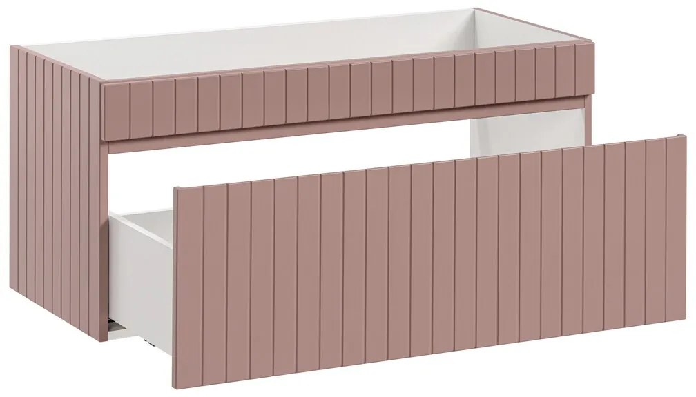 Závěsná skříňka pod umyvadlo Iconic s deskou 100 cm růžová/bílá
