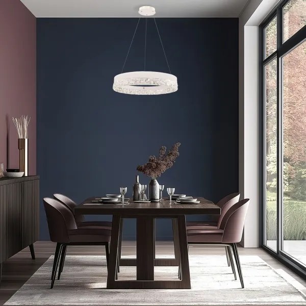 LED luster na lanku FROZI LED/32W/230V priemer 50 cm biely