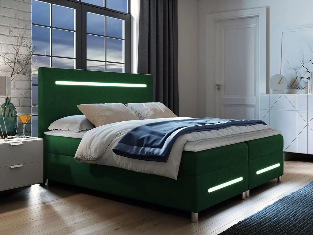 Kontinentálna posteľ Trunida LED, Rozmer postele: 180x200, Dostupné poťahy: Fresh 13