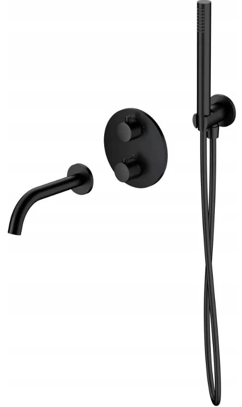Cersanit Zen, podomietková vaňová súprava s ručnou sprchovou hlavicou, čierna matná, S952-041