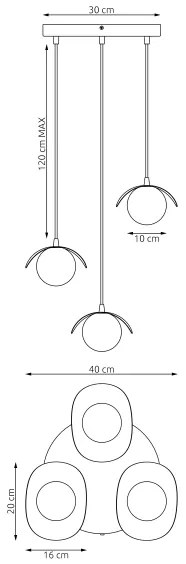 Závesný luster RITUAL na lanku 3xG9/8W/230V čierny