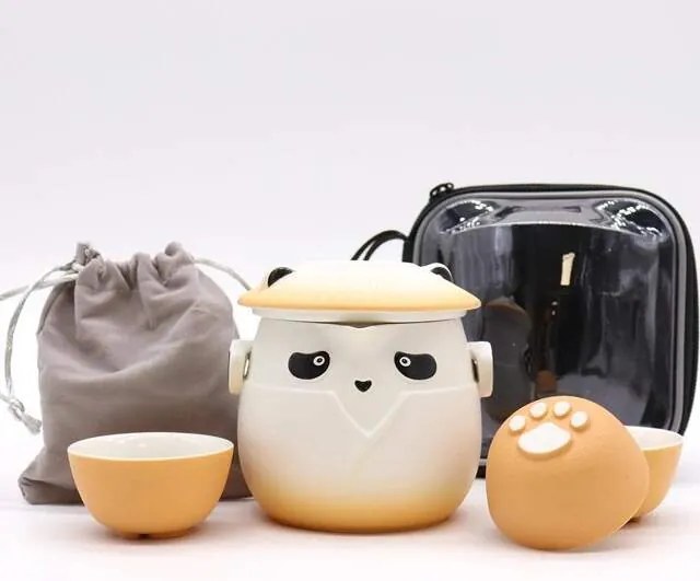 Čínska čajová súprava Panda oranžová 500ml
