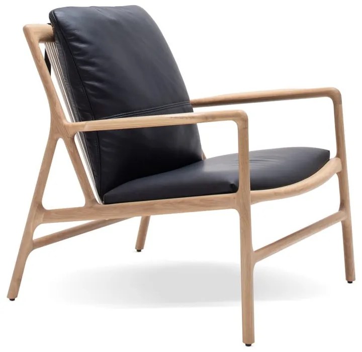 Kožené kreslo v čierno-prírodnej farbe Dedo - Gazzda