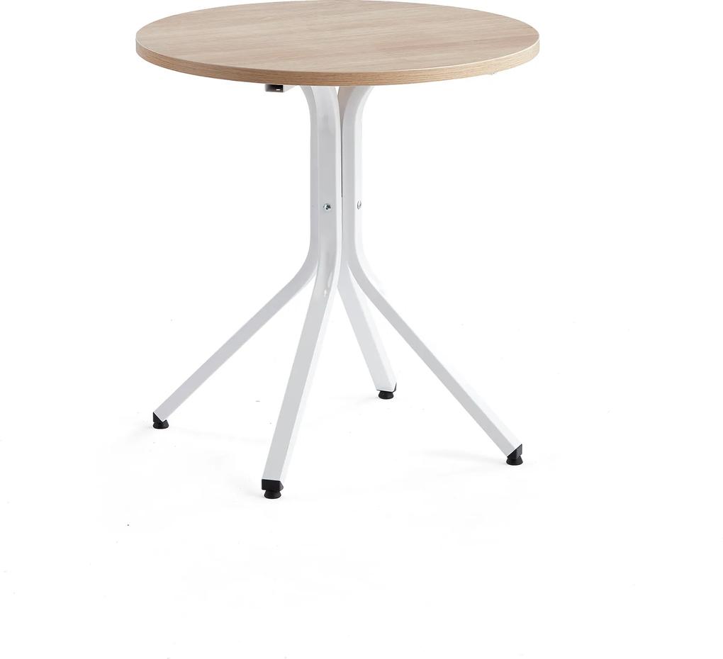 Stôl Various, Ø700x740 mm, biela, dub