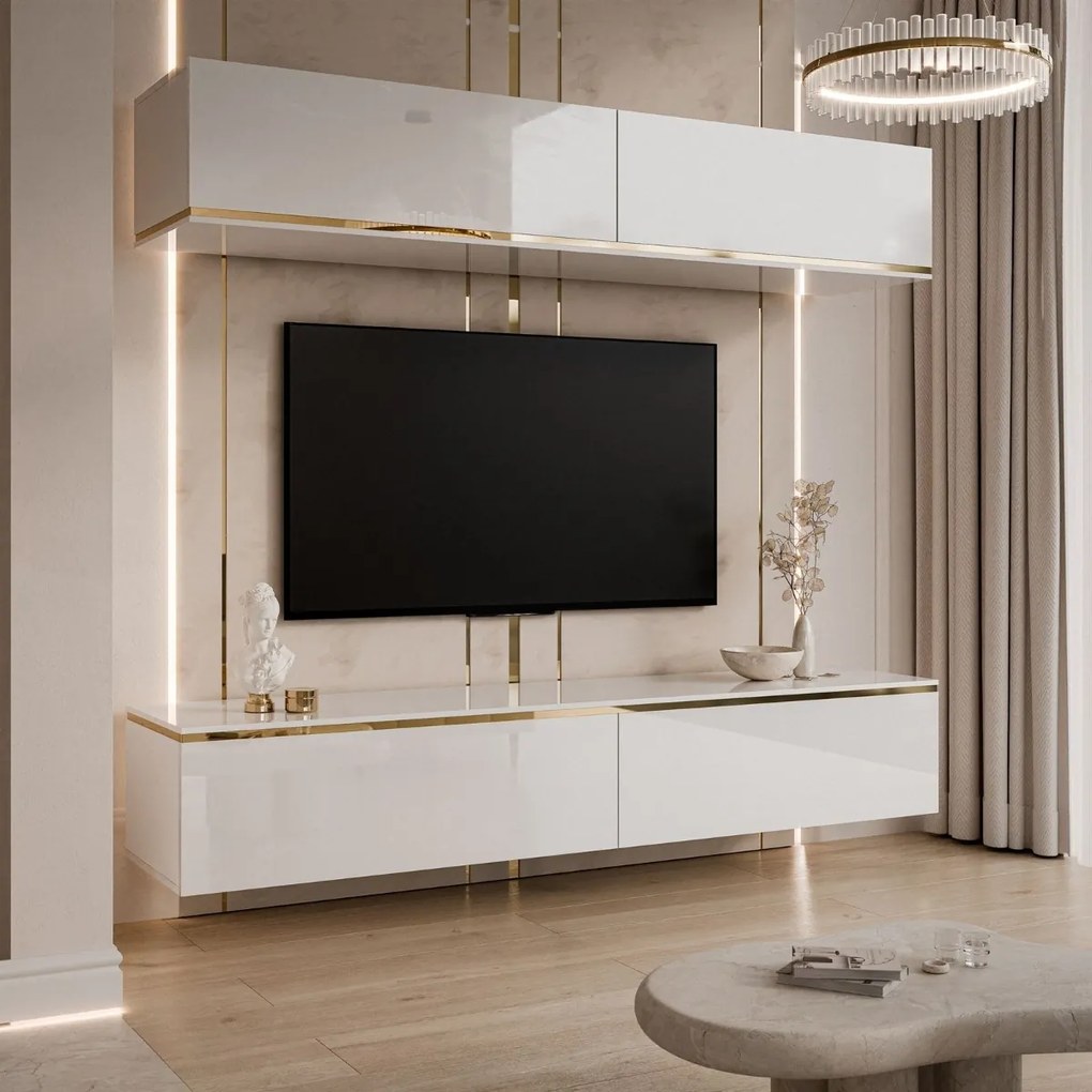 OBÝVACIA STENA NESSIE BIELY LESK + ZLATÁ LIŠTA 180 cm