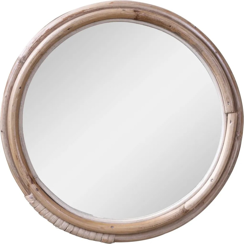 Hnedé antik okrúhle nástenné zrkadlo s bambusovým rámom Bamboo - Ø 24*2 cm