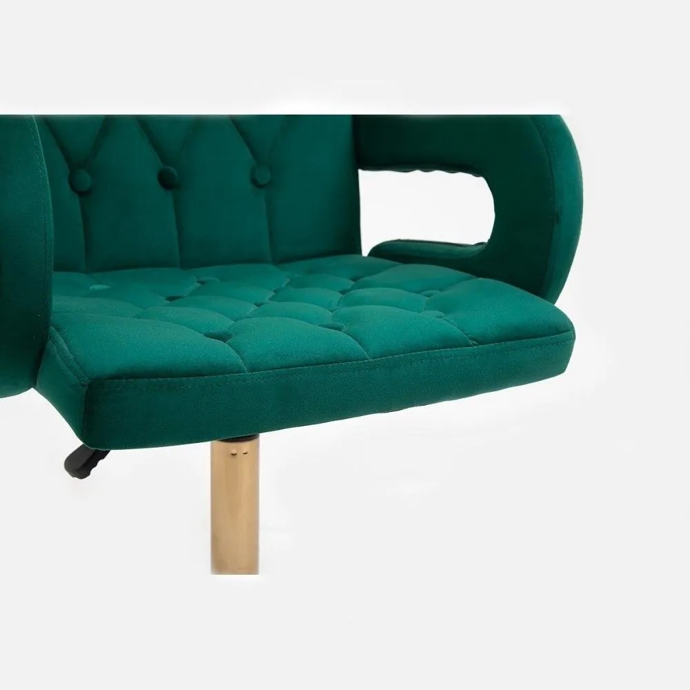 LuxuryForm DESIGN Stolička BOSTON VELUR na zlatej podstave s kolieskami - zelená