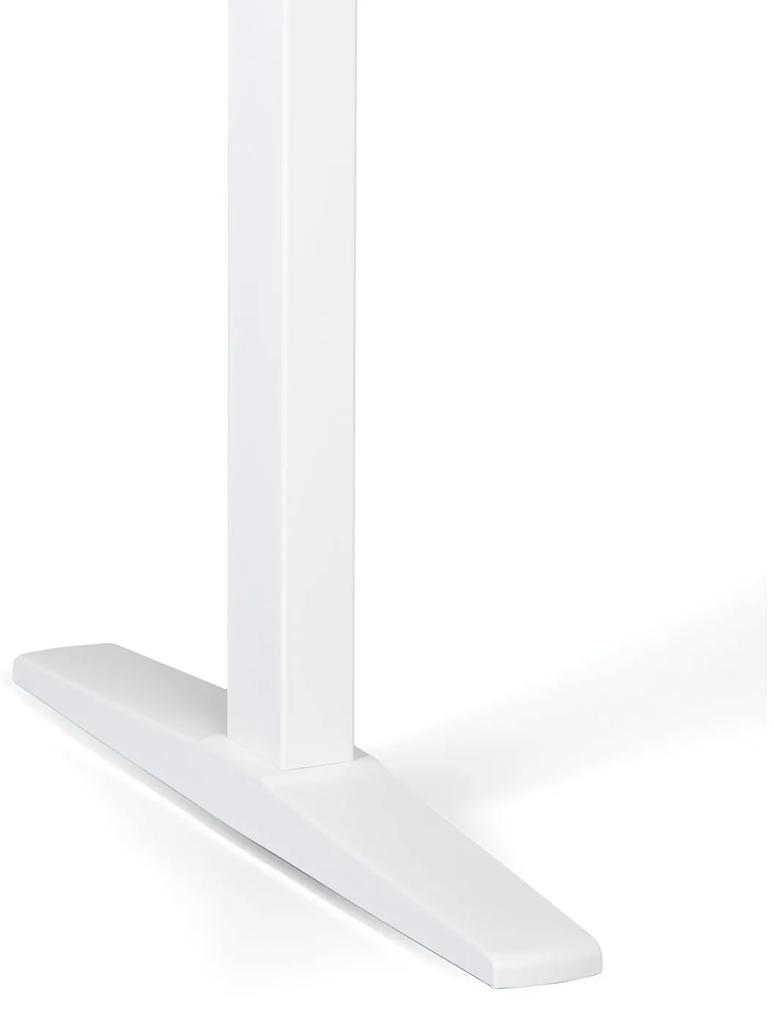Výškovo nastaviteľný stôl, elektrický, 675-1325 mm, rohový ľavý, doska 1800x1200 mm, biela podnož, biela