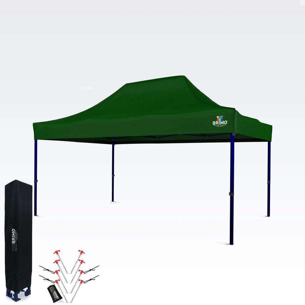 BRIMO Výstavný stan 3x4,5 m (45 mm oceľ) | Rýchla montáž, dlhá životnosť - bez 3 stien - Zelená 30