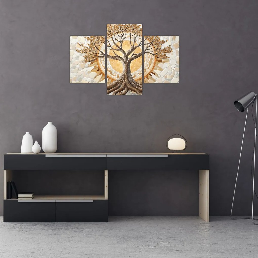 Obraz – Zlatý strom života v mozaike (90x60 cm)