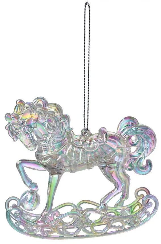 Strieborná vianočná ozdoba hojdací koník - 10*3*10 cm