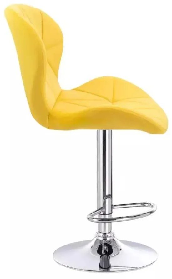 LuxuryForm DESIGN Barová stolička LIVIO VELUR na striebornom tanieri - žltá