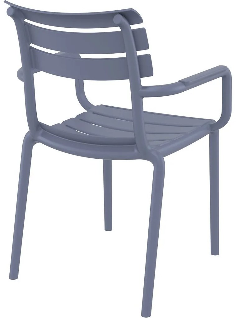 PARIS záhradná stolička s podrúčkami dark grey