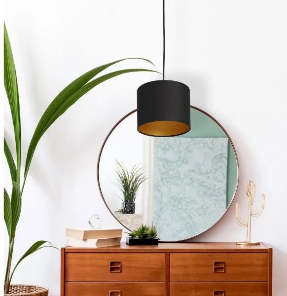 Luster na lanku ARDEN 1xE27/60W/230V pr. 18 cm čierna/zlatá