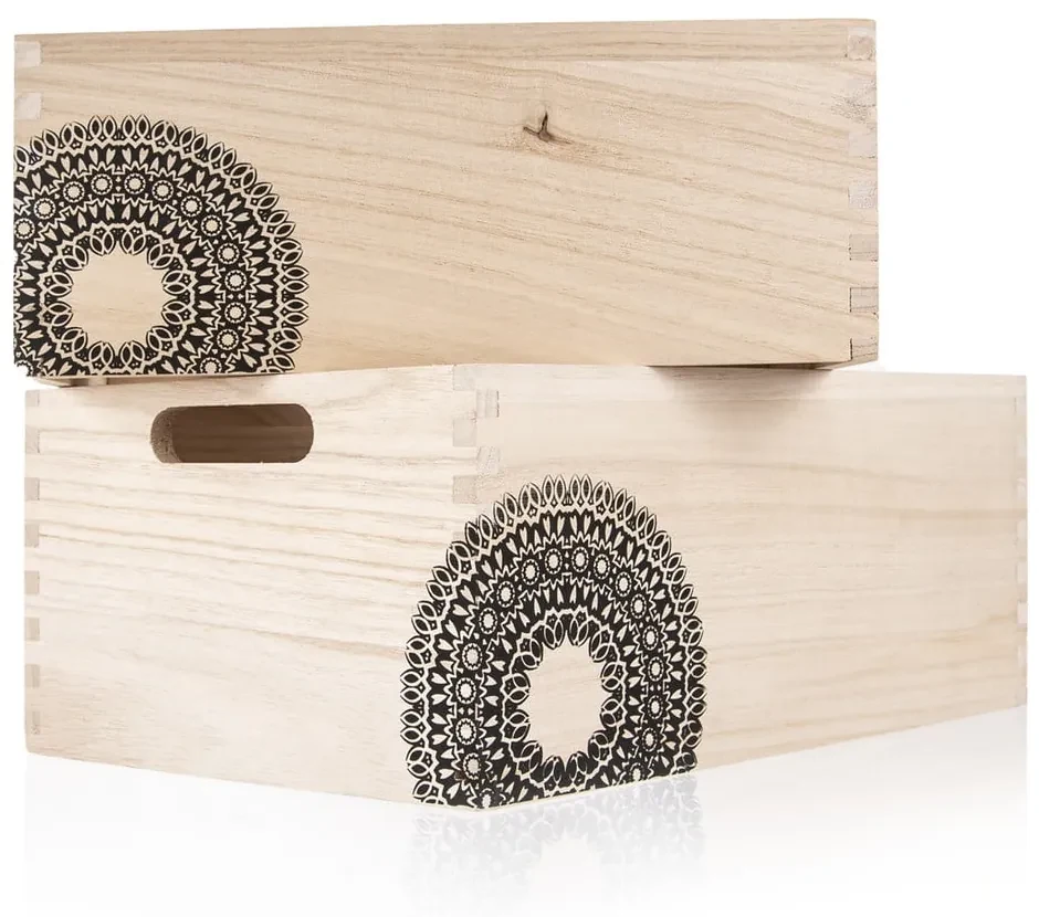 Dekoratívny drevený úložný box Mandala - Orion