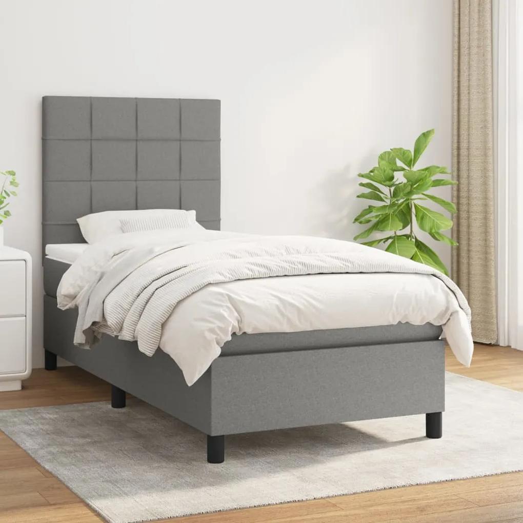 Boxspring posteľ s matracom tmavosivá 100x200 cm látka 3141754