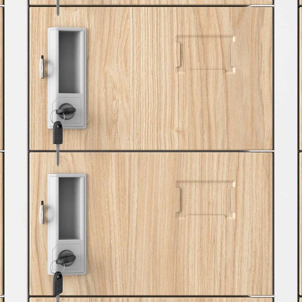 Kovová skriňa do dielne OLIVER, 900 x 1850 x 450 mm, Eco Design: biela/dub sonoma