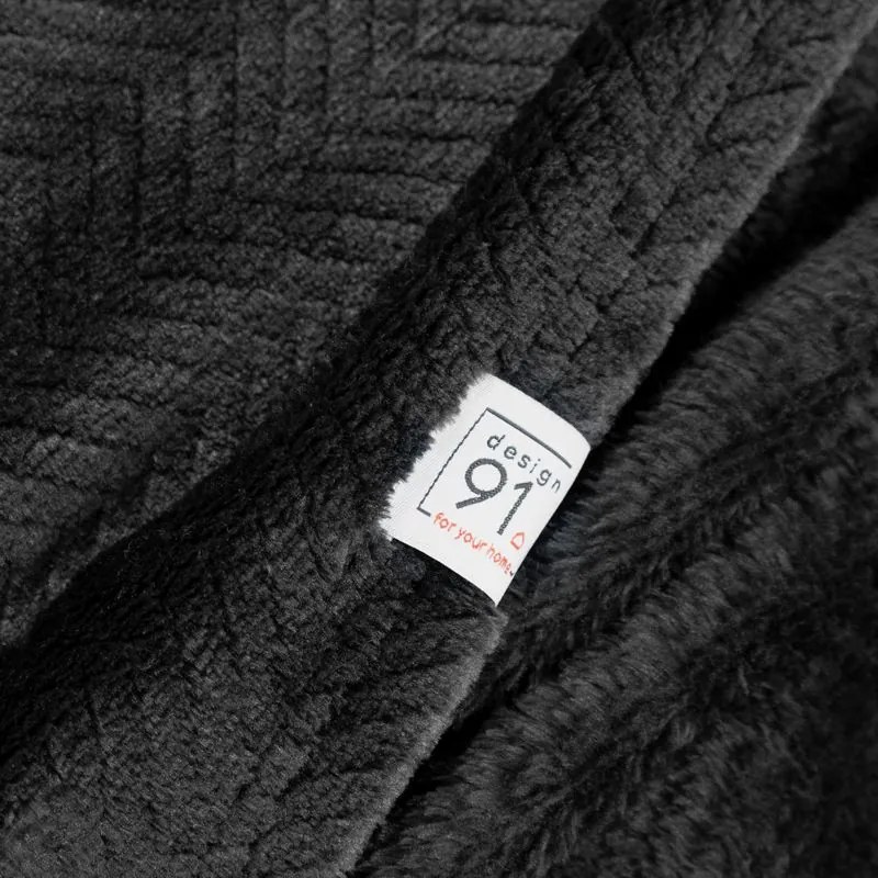 EUROFIRANY Flano deka veľmi mäkká na dotyk s 3d efektom 220 cm x 200 cm čierna 100 % polyester Varianta: 401110
