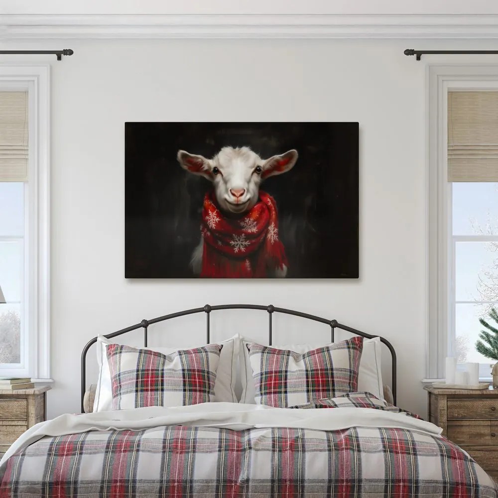 Obraz vianočná koza so šálom