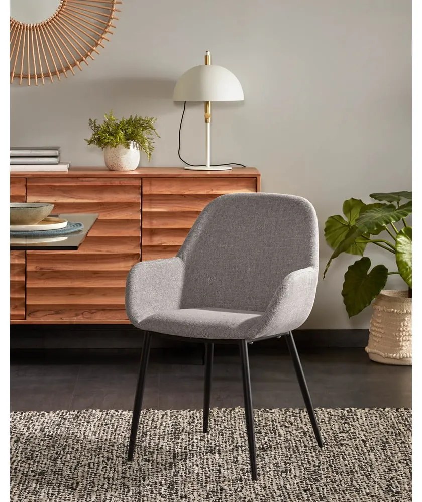 Sivé čalúnené jedálenské kreslo Konna – Kave Home