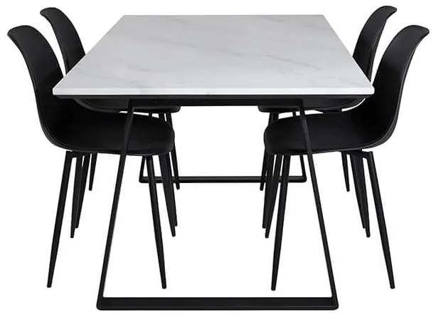 Estelle Polar stolová súprava mramor biela/čierna plast