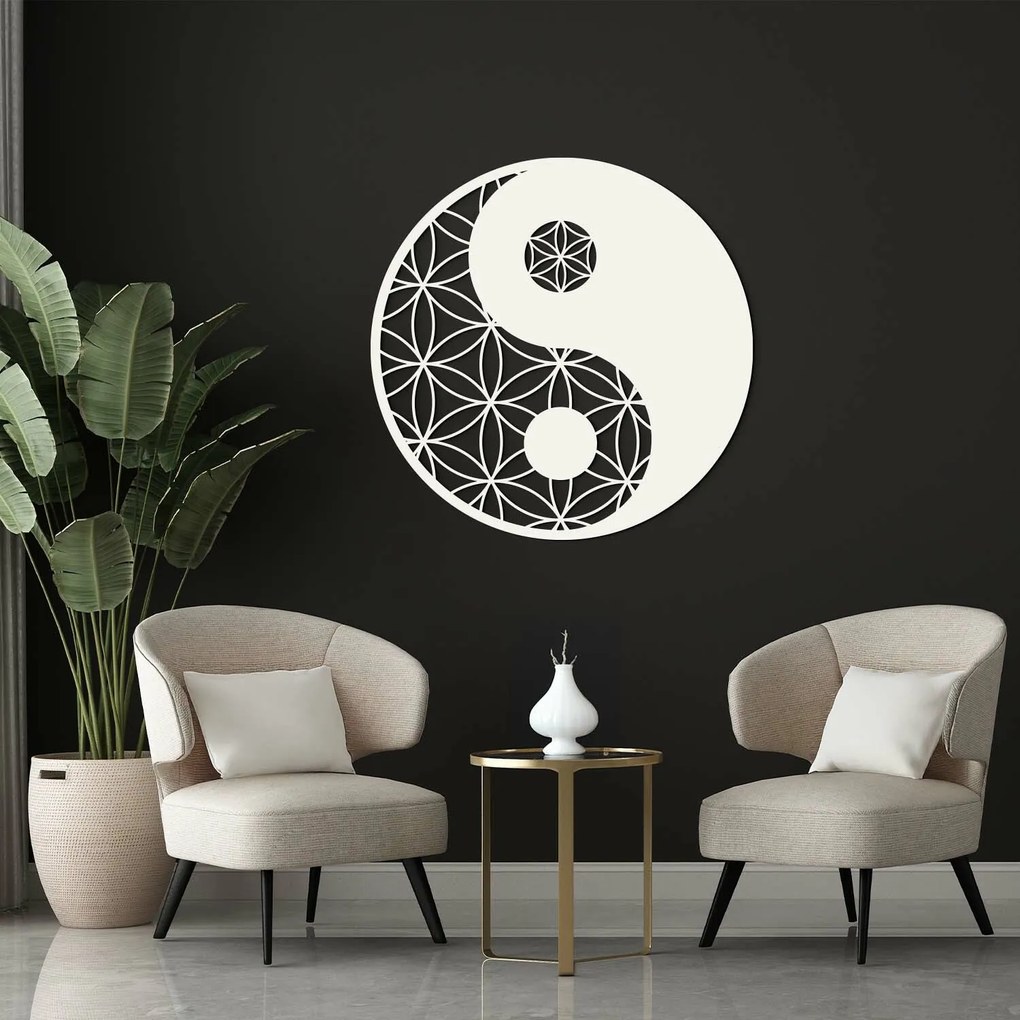 DUBLEZ | Drevená mandala kvet života - Yin Yang