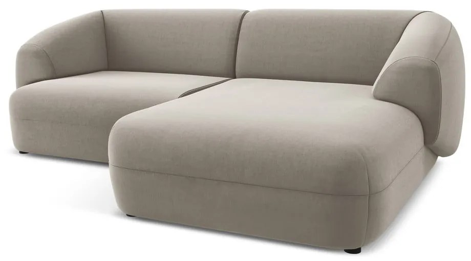 Béžová zamatová rohová pohovka (pravý roh) Moana – Makamii