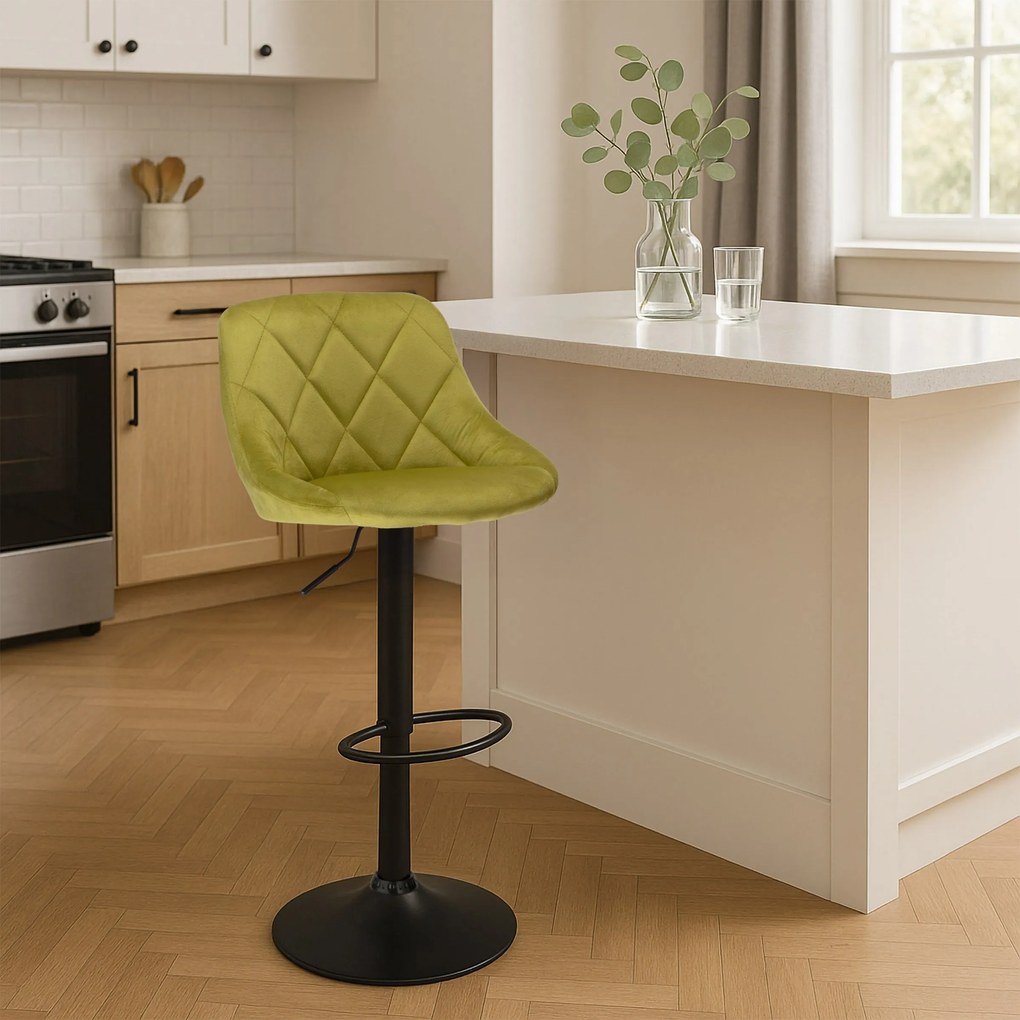 Barová stolička CYDRO BLACK s výškovým nastavením olivová