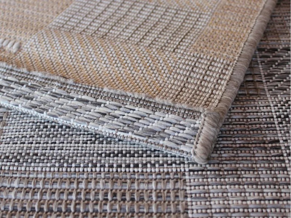 Spoltex, Kusový koberec Terazza 21107-740 Ivory Silver / Taupe – na von aj na doma, 120x170, hnedá, chodba / predsieň