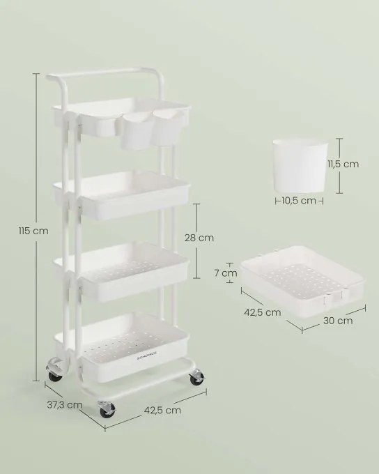 Pojazdný regál biely BSC077WZ01