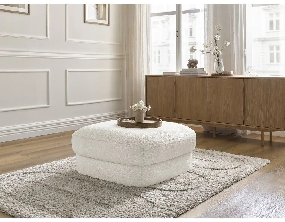 Biela podnožka z textílie buklé Leonore – Bobochic Paris