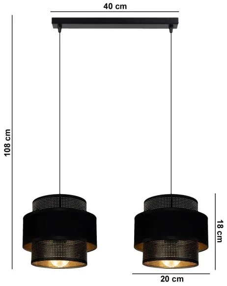 Luster na lanku NESS 2xE27/60W/230V čierna