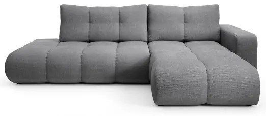 Rozkladacia rohová čalúnená sedacia súprava s úložným priestorom v tvare L ALMADA pravá sivá