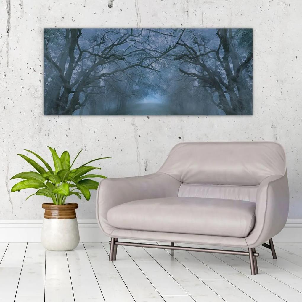 Obraz lesa v hmle (120x50 cm)