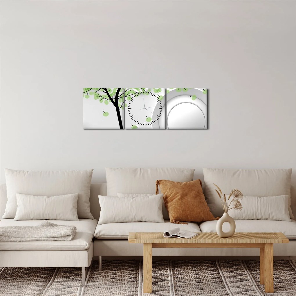 Obraz umelecké abstrakcie (s hodinami) (90x30 cm)